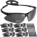 OXG 6 Pack Anti-Fog Safety Glasses, ANSI Z87+ Impact & Scratch Resistant Protective Eyewear for Work, Lab, Construction - color: Grey With Straps