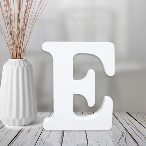 AOCEAN 4 Inch White Wood Letters Unfinished Wood Letter for Wall Decor Decorative Standing Letters Slices Sign Board Decoration for Craft Home Party Projects (E) - style: E