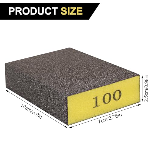 Romeda 8-Pack Sandpaper Block, 100 Grits Washable and Reusable Handmade Sanding Sponge, Drywall Sandpaper Blocks for Wooden Drywall Sheetrock and Metal Glazing - color: 100 Grits, size: 8-Pack