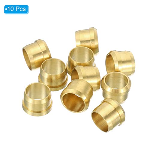 PATIKIL 8mm Tube OD Brass Compression Sleeves Ferrules 10 Pack Brass Compression Fitting Assortment Kit