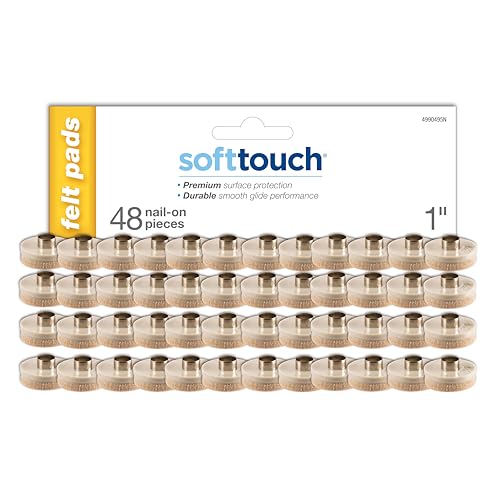 SoftTouch 1" Round Nail-On Felt Furniture Sliders, Protective Heavy-Duty Felt Pads for Wood Furniture and Hard Surfaces, 48-Count, Beige - color: Linen, size: 1 Inch, style: Value Pack