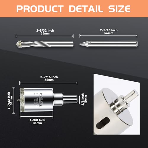 MOLLOM 1-7/32" (31mm) Diamond Hole Saw with 2 Pilot Drill Bit - size: 31mm | 1-7/32", style: Single Pack