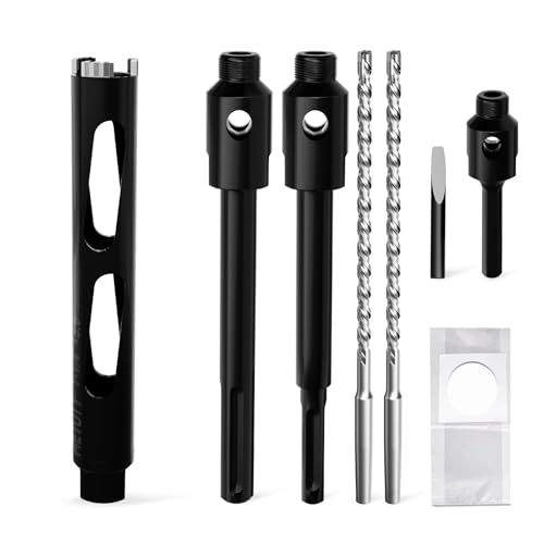 Diamond Core Drill Bit 1-1/4"(32mm) with Pilot Bit & Adapters (SDS Plus & Hex) – Upgraded Welded Segments, 8.6" Depth – for Concrete, Solid Brick, Hollow Brick, Masonry & More - size: (1-1/4"/32mm)