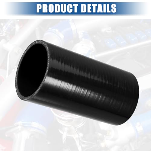 uxcell 2.75" ID 6" Length 4-Ply Reinforced High Temp Straight Coupler Silicone Reducer Hose Black for Car Intercooler Intake Piping - size: 2.75" ID