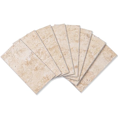 StyloVue 100 Pieces Peel and Stick Backsplash for Kitchen, 3" x 6" PVC Subway Tile, 2026 Upgraded Classic Travertine Beige, Stick on Tile for Kitchen, Fireplace, RV - color: Beige Travertine