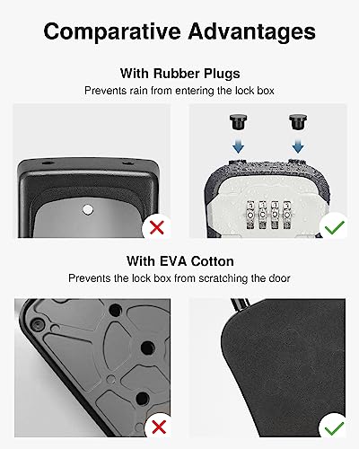 Puroma Key Lock Box for House Keys Combination Lockbox with Code, 1 Gray - color: Gray