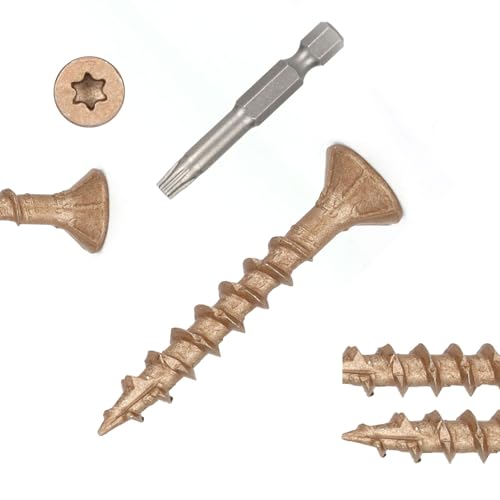 Wood Screws #8 x 1-1/4’’, T25 Star Torx Drive Flat Head Deck Screws, Brown, 194Pcs (1lb) - color: Brown, size: 8X1-1/4’’