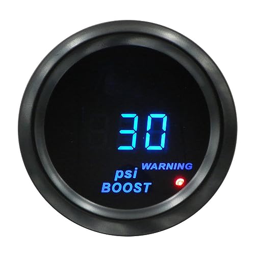 AUCELI Car Digital Boost Gauge PSI, Universal Meter Kit, 2" 52mm & Blue LED Light Display - style: Boost Gauge PSI