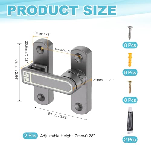 uxcell 2Pcs Barn Door Lock, Zinc Alloy 90/180 Degree Flip Gate Latches, Adjustable Security Sliding Door Latch Lock with Screws for Cabinet, Window, Garden, Gray(Night Light) with Sticker - color: Gray(Night Light)