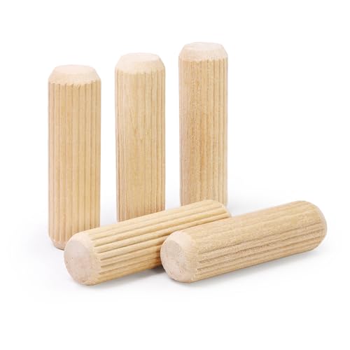 1/2" x 1-3/4" Wooden Dowel Pins, FoDau770 Fluted Wood Dowel Rods, Natural Beech Wood Dowel Pegs for Crafts, Woodworking, DIY Furniture - 200 Pieces - size: 1/2" x 1-3/4"