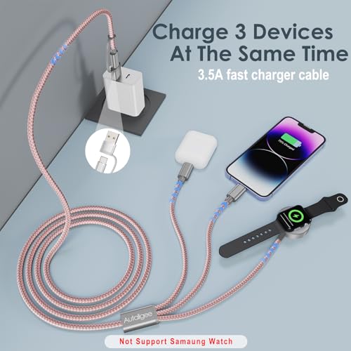 Travel Essentials,Multi Charging Cable for Apple Watch iPhone Charger Pink - color: Pink, size: 1pack-4ft