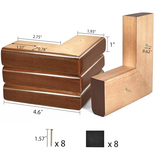 Wooden Bed Riser 1 inch Sofa Risers for Furniture L Shaped Couch Sofa Feet Dresser Leg Set of 4 (Brown, 1 inch) - color: Brown, size: 1 inch