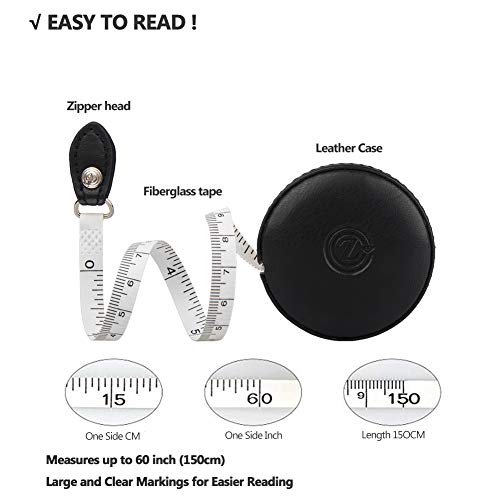 Sewing Tape Measure, Medical Body Cloth Tailor Craft Dieting Measuring Tape, 60 Inch/1.5M Dual Sided Retractable Ruler with Push Button Round(1 Pack, Black) - color: Black 1 pack