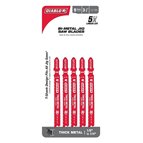 Diablo Bi-Metal Jig Saw Blades - 3-5/8" Length, 12 TPI, 5-Pack