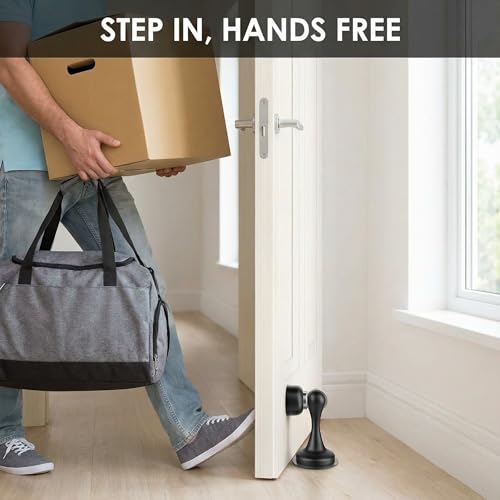 Magnetic Door Stopper 2 Pack, Multi-Angle Wall Guard, Matte Black - color: Matte Black