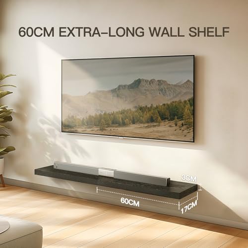 Amada 24 Inch Floating Shelves with Invisible Brackets, Set of 2, Black | Wall Shelves with Hidden Bracket, Solid MDF Wood, 22 lbs Max Load per Shelf, Easy to Assemble, Multi-Wall Compatible - color: Black, size: 24 inches