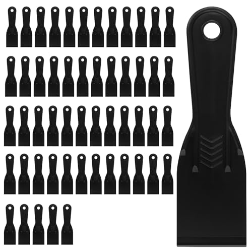 HAKZEON 50 PCS Plastic Putty Knife, 2 Inch Black Drywall Scraper, Flexible Spreader Spackle Tool for Spackling Patching - color: 50 Pcs Black, size: 2 Inch