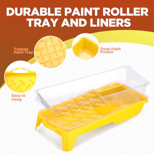 Leumoi 30 Pack 2 Inch Paint Roller Kit, 24 Pcs Small Paint Roller Covers with Tray, Mini Frame, 4 Liners. Small Sponge Touch up Trim Kit for House Painting Supplies