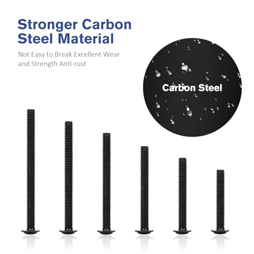 WELLOCKS M4 Cabinet Pull Screws, Black Zinc 25 to 50mm 100 PCS - color: Black, size: 100PCS