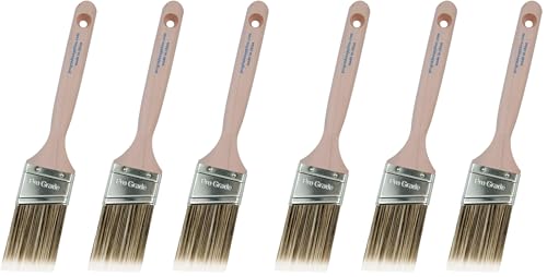 Pro Grade Paint Brush Set - 6-Pack - 2" Angle Brushes for All Latex and Oil Paints & Stains - Home Improvement - Interior & Exterior Use - size: 3Ea H 2A (Pack of 2)