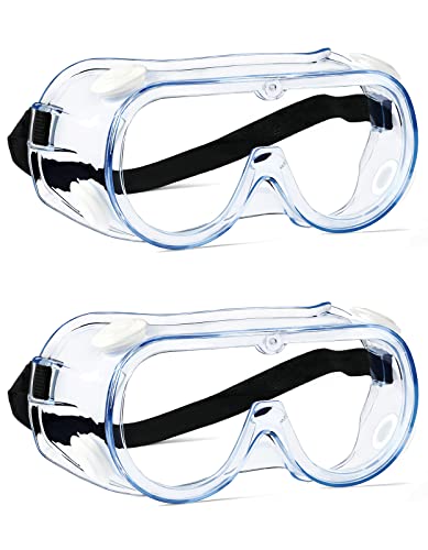 MELASA Safety Goggles ANSI Z87.1 Anti-Fog Protective Lab Goggles Chemistry - color: Clear - 2 Pcs