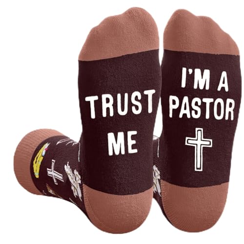 HAPPYPOP Funny Gifts for Women Men - Mechanic Graphic Designer Bus Driver Plumber Sock - color: Trust Me Pastor