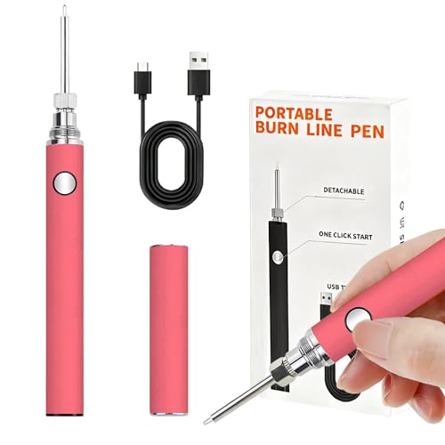 Rechargeable Wire Burning Kit, Digital Wire Burning Tool, Suitable for Bead Stringing, Leather Craftsmanship, Sewing, Weaving, Wax Carving, Wood Stamping, Pink - color: Pingk