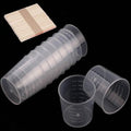 100 Pack 1oz/30ml Plastic Graduated Cups | Transparent Scale Cups with 50 Pack Wooden Stirring Sticks for Mixing Paint, Epoxy, Resin