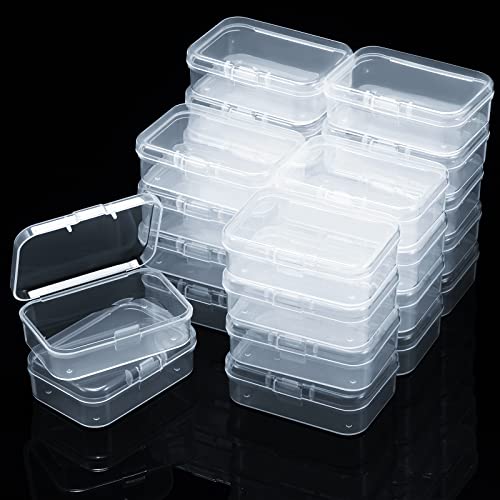SATINIOR 24 Packs Small Clear Plastic Beads Storage Containers Box with Hinged Lid for Storage of Small Items, Crafts, Jewelry, Hardware(2.5 x 1.7 x 0.8 in) - size: 2.5 x 1.7 x 0.8 in