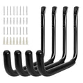 KURUI 10" Garage Organization Wall Hooks, 66 LB Heavy Duty Water Hose Holder for Hanging Ladder Extension Cord Garden Tool Cable, 4 Pcs, Black - size: 10''-4pcs