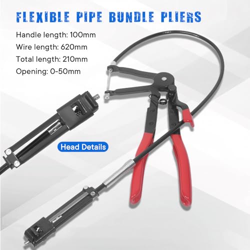 4PCS Long Reach Hose Clamp Pliers Tool Set - Flexible Wire Radiator Hose Clamp Remover for Automotive Coolant, Heater, Water Hose