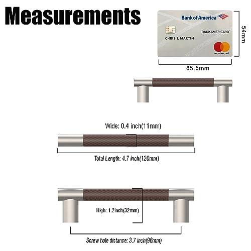 Brown & Nickel Knurled Cabinet Handles Kitchen Pulls 3.75 Inch 10 Pack - color: Brown and Nickel, size: 3.75" Hole Center