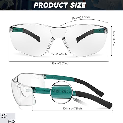 Salfboy Clear Safety Glasses Bulk for Men, Ansi Z87.1 Protective Eyewear - color: Colorful