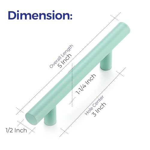 Ravinte Cabinet Handles,5" Length,3" Hole Center,Green,30 Pack - color: Green
