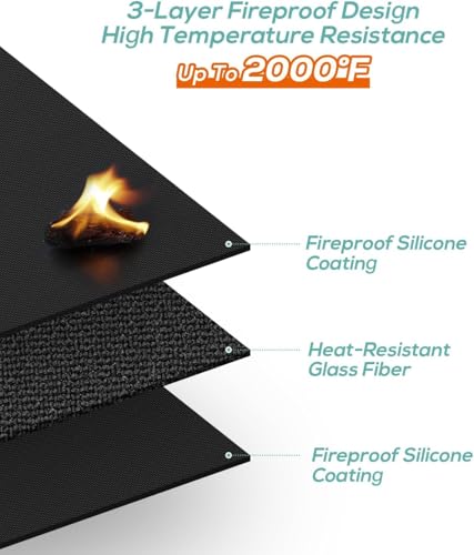Under Grill Mat for Outdoor Grill, 48x70inch Double-Sided Fireproof Grill Pad,Perfect for Outdoor Barbecue Spots,Fireproof, Waterproof, and Oilproof - size: 48*70inch