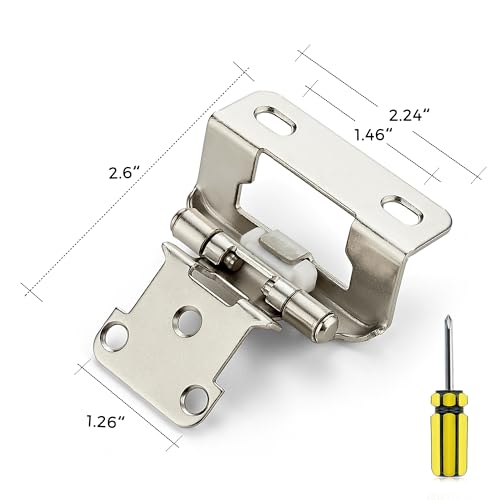 Ravinte Satin Nickel Kitchen Cabinet Hinges, Semi Wrap 1/2" Overlay,10 Pack - size: Semi Wrap 1/2" Overlay