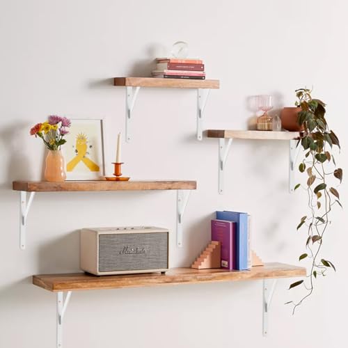 2 Pack L5 x H 3" White Heavy Duty Shelf Brackets with Screws Metal Shelf Brackets Shelf Support Angle Brackets for Shelves L Brackets Heavy Duty Floating Shelf - size: 5''x3'', style: 2 Pack-White