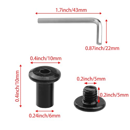 20 Sets M5 x 10mm Black Binding Post Screws,Hex Drive Rivet Socket - size: M5 x 10mm