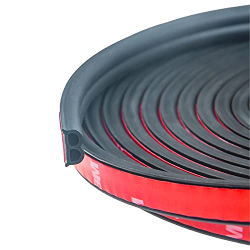 Universal Door Seal Strip, B-Shape Rubber Weatherstrip for Auto Windows Sunroof & Engine Cover Protection (16.5 Feet, Black) - size: 51/100" (W) x 1/5" (T) x 16.5' (L)