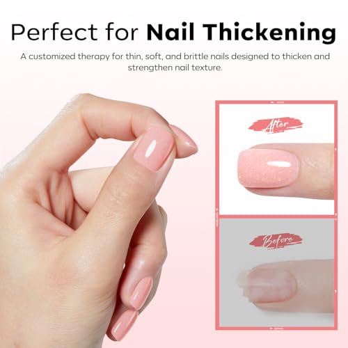 modelones Builder Rubber Gel Base Coat for Nails, Nude Pink Glitter Rubber Base Gel Nail Polish for Strengthen Apex Building Extension Protect Weak Nails Long Last U V Manicure Gift for Women - color: Rubber Base Coat Glitter Blush