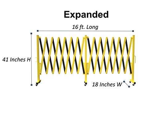 Trafford 16-Ft Industrial Expandable Metal Barricade, Yellow/Black Gate - size: 16 feet, Yellow and Black