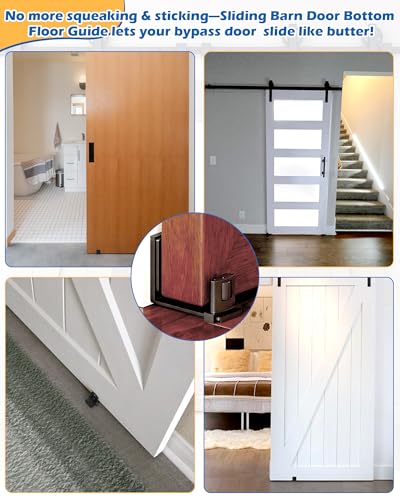 IWIWE Sliding Barn Door Bottom Floor Guide, Wall Mount Adjustable U-Shape Flush Design, Smooth Nylon Rollers Quiet & Stable, Black (1 Pack) - size: U-Shape Guide - 1 Pack