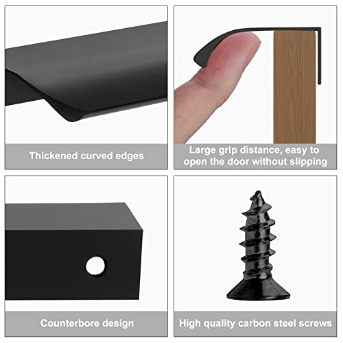 Malimali 10 Pack 6" Black Edge Finger Pulls for Cabinets, Drawer Pulls - color: Matte Black, size: 150mm/6" (10Pcs)