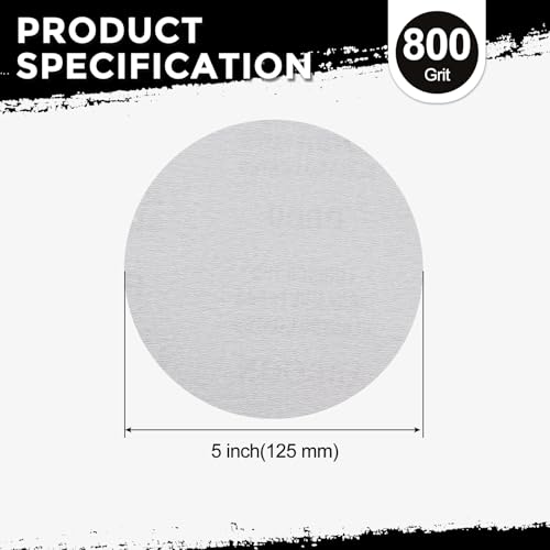 50Pcs Sanding Discs 5In 800Grit Hook and Loop Sandpapers White - color: White, size: 5 Inch(800 Grit)