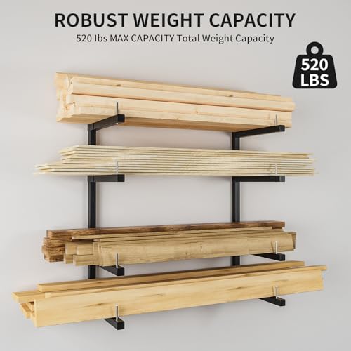 Lumber Storage Rack Wall Mount, Foldable 4-Level Wood Storage Rack - size: C-2 Pack