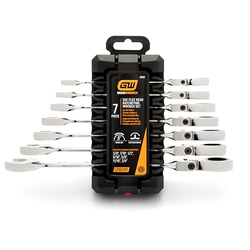 GEARWRENCH 7 Pc. 12 Pt. Flex Head Ratcheting Combination Wrench Set, SAE - 9700 - size: 7 Pc, style: With Tray