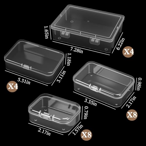 SATINIOR 24 Pcs Small Clear Plastic Container Box, Multiple Sizes - size: Multiple Sizes