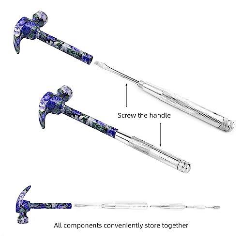 6-in-1 Floral Hammer Kit, Multifunctional Set with Cross & Flat Screwdriver, Portable Mini Gift - color: Purple