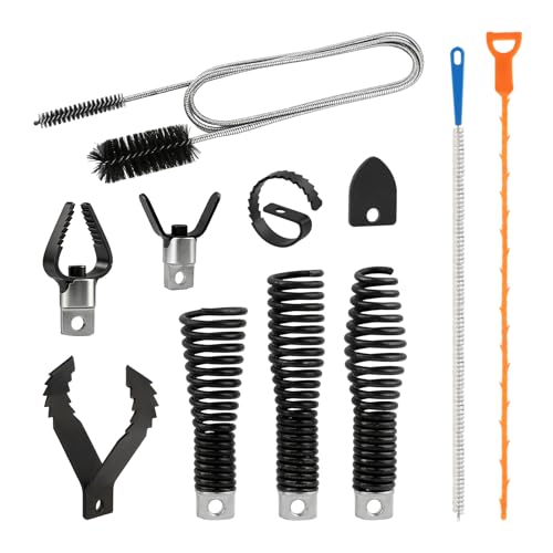 11-Piece Drain Cleaners Drill Attachments Set, 8-Piece Drain Cleaner Combination Cutter Heads with Pipe Brushes & Clog Removers