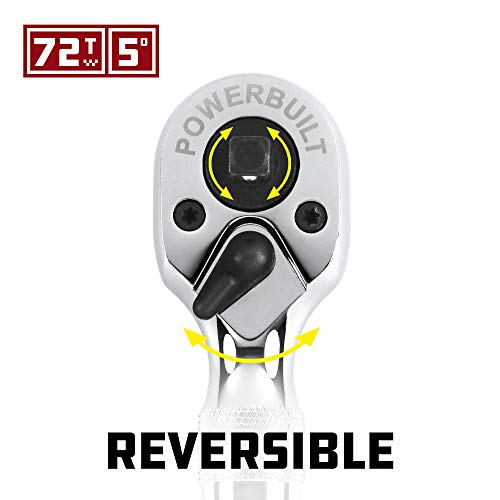 Powerbuilt Stubby Ratchet, Dual Head Ratchet, 1/4 Inch and 3/8 Inch Drive, Reversible Switch, 72 Tooth, Small Tight Space - 640931 - style: 1/4" and 3/8" Dual Head